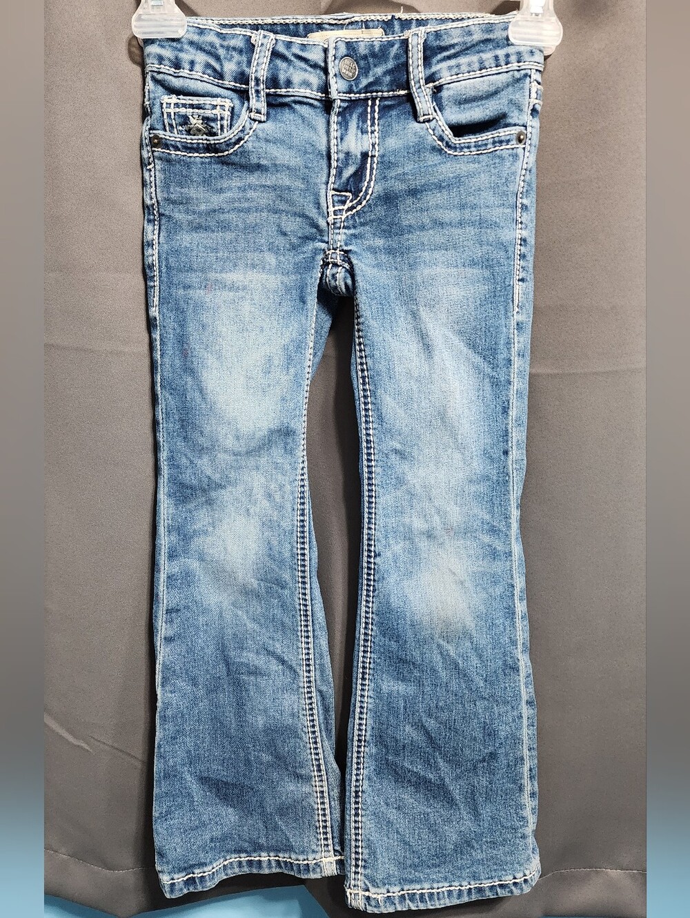 Rock & Roll Denim Girls Longhorn Steer Skull Bootcut Jeans Size 5